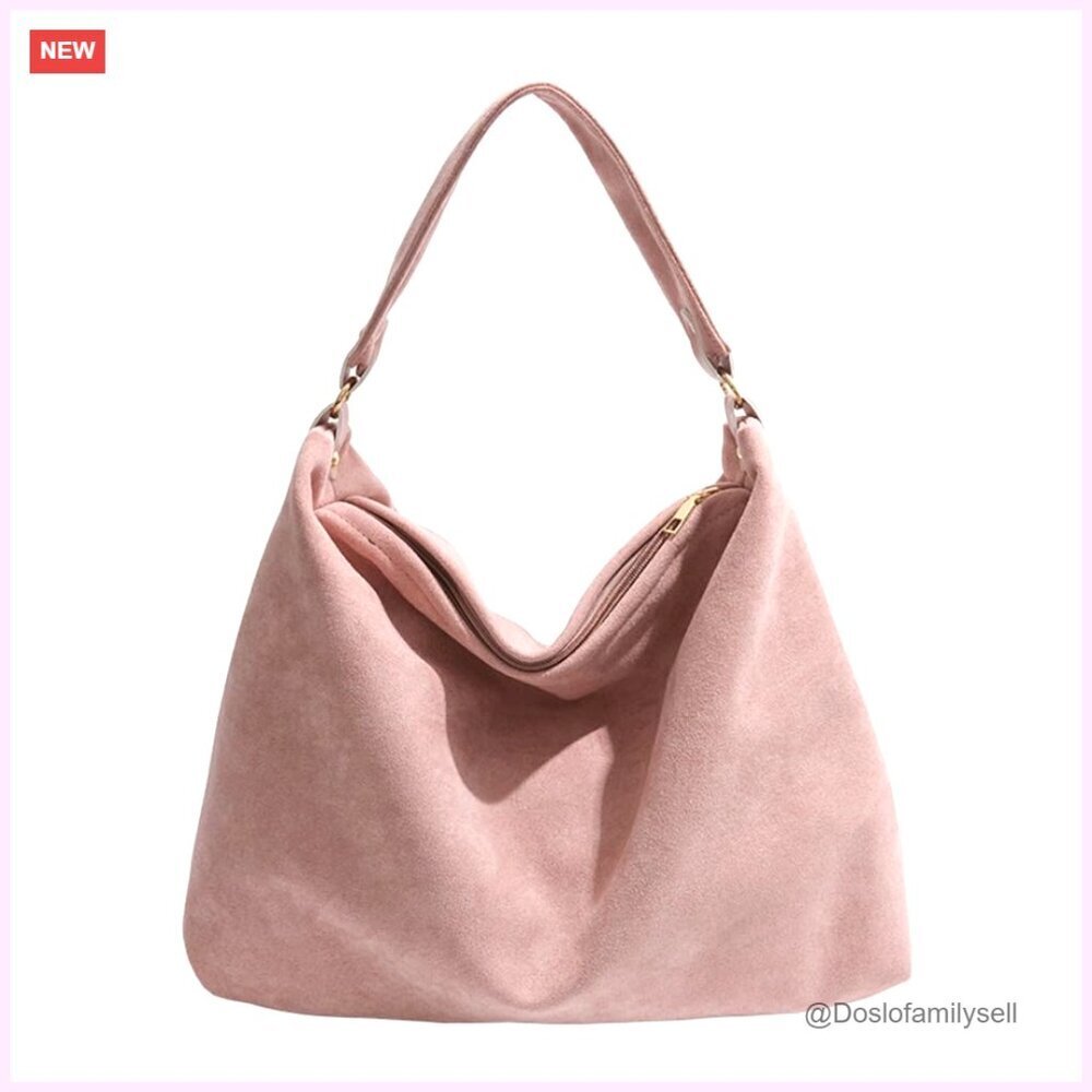 Suede Hobo Bag Elegant Shoulder Satchel Casual Work Purse Chic Minimal